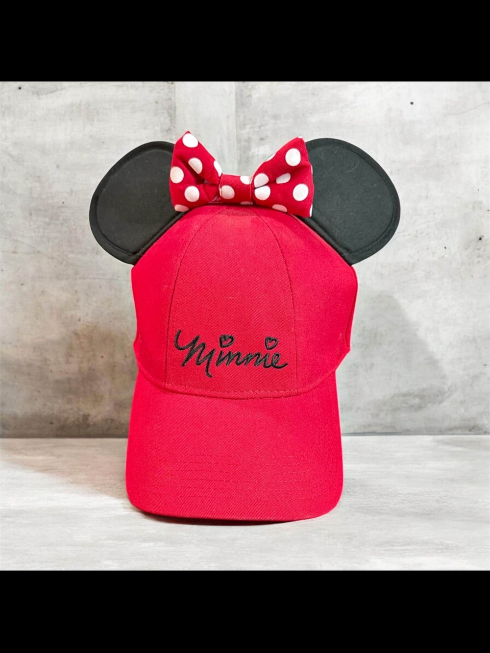 Disney Minnie Mouse Red Ear Cap with Bow